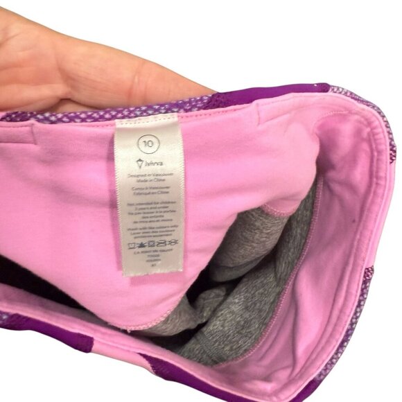 Ivivva lululemon Heather Gray Athletic Leggings Pink & Purple Waistband Girls 10 - Picture 7 of 7